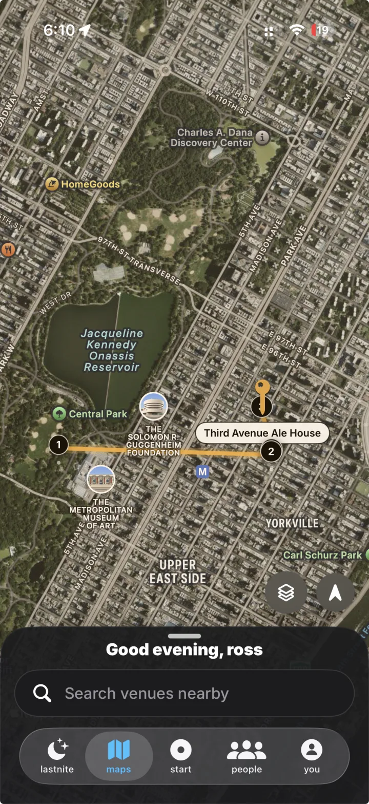 lastnite map showing live night out stops.